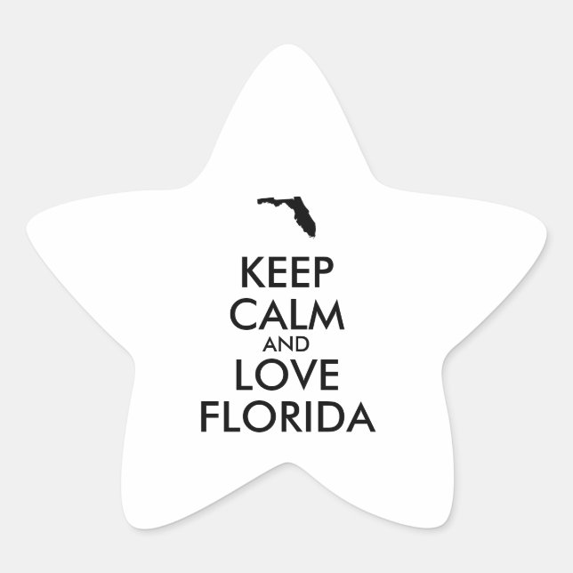 Pegatina En Forma De Estrella Personalizable MANTENER LA CALMA Y AMAR A FLORIDA (Anverso)
