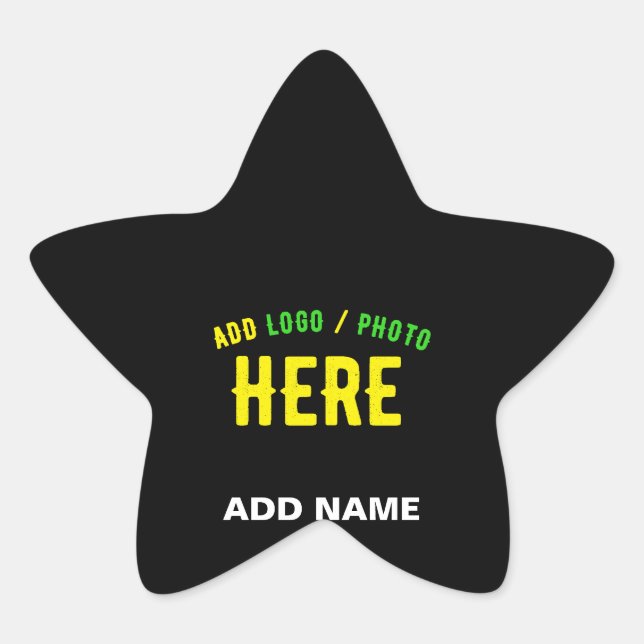 PEGATINA EN FORMA DE ESTRELLA PERSONALIZABLE MODERNO ESTILO NEGRO VERIFICADO MAR (Anverso)