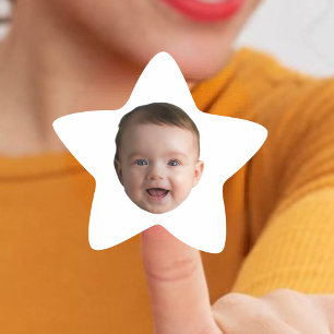 Pegatina En Forma De Estrella Personalizado Baby Face, una foto divertida del pe
