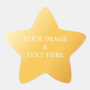 Pegatina En Forma De Estrella Personalizado con tu propia foto y texto en oro 