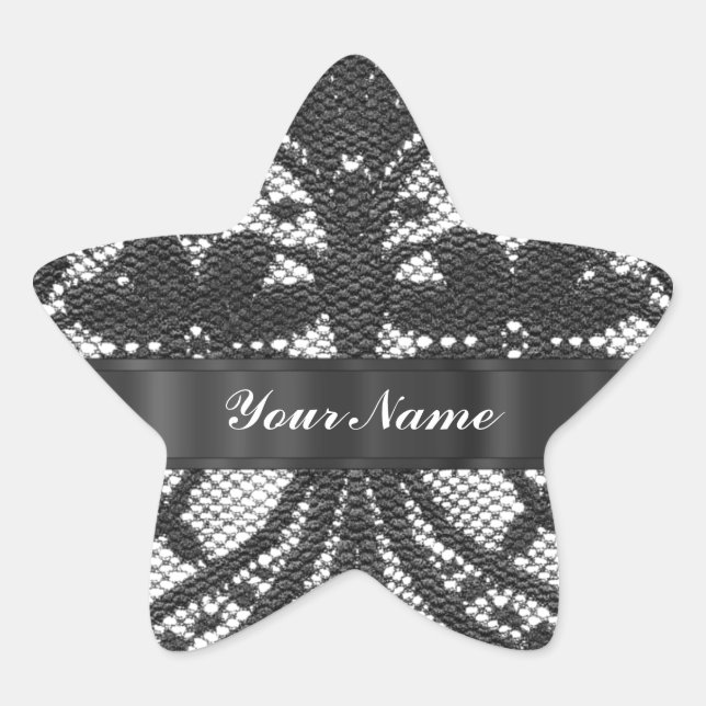 Pegatina En Forma De Estrella Personalizado de encaje negro (Anverso)