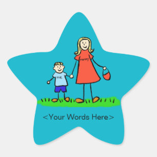 Pegatina En Forma De Estrella Personalizado de la madre y el hijo Pegatina de la
