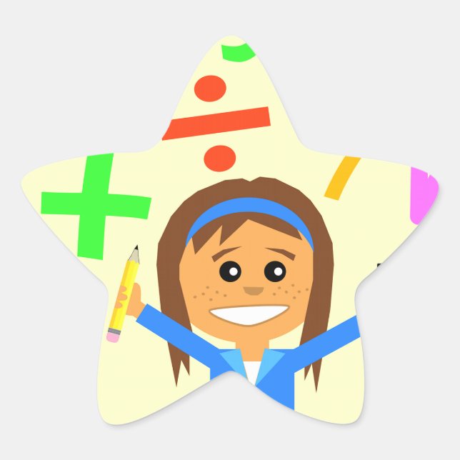 Pegatina En Forma De Estrella Personalizado de Math Chica (Anverso)