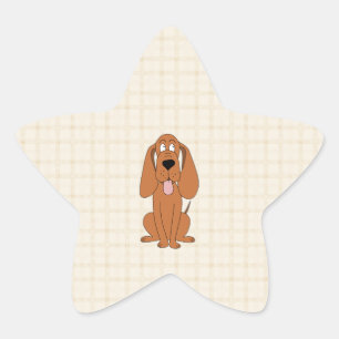 Pegatina En Forma De Estrella Personalizado de Perro Marrón. Hound.