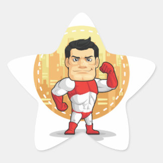 Pegatina En Forma De Estrella Personalizado de Superhéroe