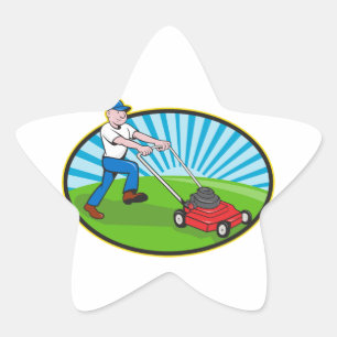 Pegatina En Forma De Estrella Personalizado Lawn Mower Man Gardener