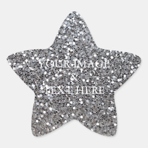 Pegatina En Forma De Estrella Personalizado Oro Sta con Foto y Texto