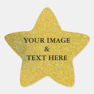 Pegatina En Forma De Estrella Personalizado Oro Sta con tu propia foto y texto