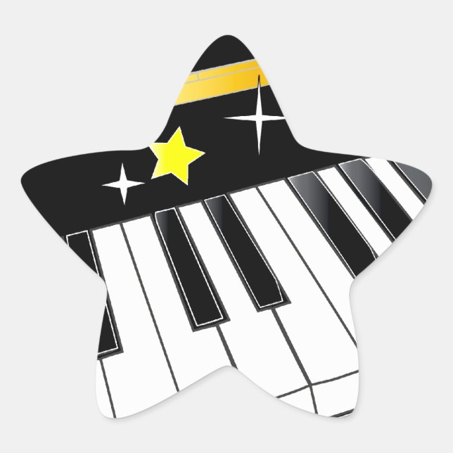 Pegatina En Forma De Estrella Piano en una estrella (Anverso)
