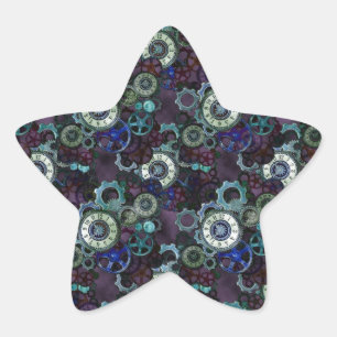 Pegatina En Forma De Estrella piezas de reloj de vapor - impresión púrpura de Le