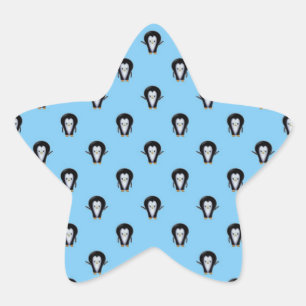 Pegatina En Forma De Estrella Pingüinos lindos sobre azul de invierno