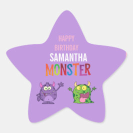 Pegatina En Forma De Estrella Pink violet monster Fun kids 