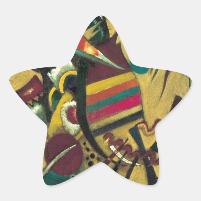Pegatina En Forma De Estrella Pintura de lienzo abstracto de puntos de Kandinsky (Anverso)