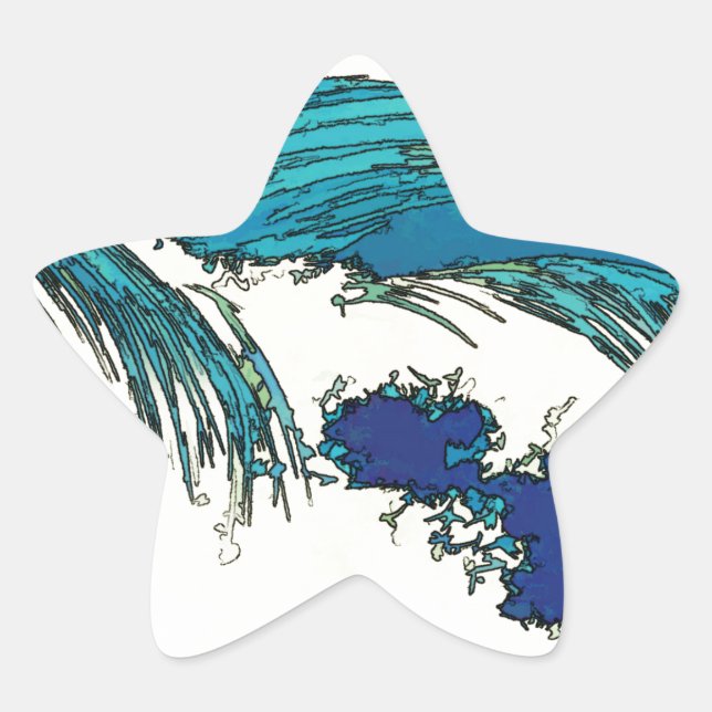 Pegatina En Forma De Estrella PixDezines konen uehara olas oceánicas, 上 原 (Anverso)