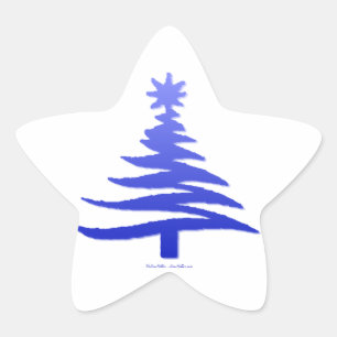 Pegatina En Forma De Estrella Plantilla de árbol de Navidad azul cobalto