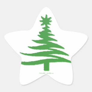 Pegatina En Forma De Estrella Plantilla de árbol de Navidad verde