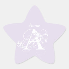 Pegatina En Forma De Estrella Plantilla de nombre de monograma Minimalista elega