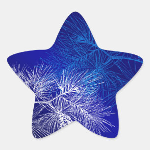 Pegatina En Forma De Estrella Plantilla de Pegatina de patrón de pino blanco azu