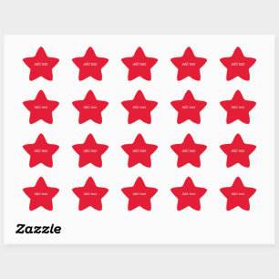 Pegatina En Forma De Estrella Plantilla de texto blanco y rojo brillante