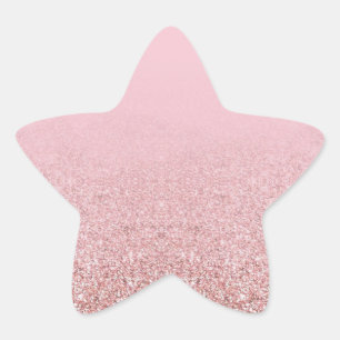 Pegatina En Forma De Estrella Plantilla elegante de moda rosa dorado brillo en b