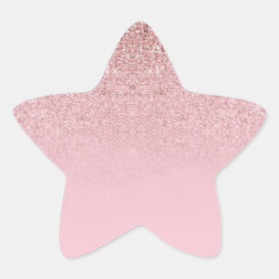 Pegatina En Forma De Estrella Plantilla elegante moderna rosa dorado brillo en b