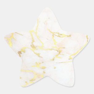 Pegatina En Forma De Estrella Plantilla en Blanco Mármol Dorado Agregue su Texto