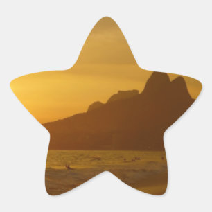 Pegatina En Forma De Estrella Playa al Atardecer Océano Tropical Agua Paz Amor A