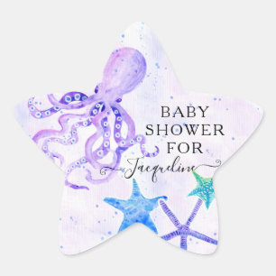 Pegatina En Forma De Estrella Playa Mar Luminoso Octofish Baby Shower