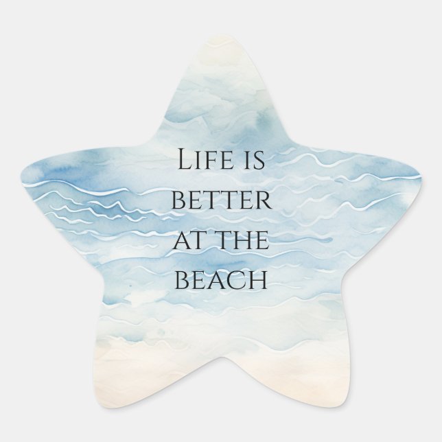 Pegatina En Forma De Estrella Playa Oceánica Costera   (Anverso)
