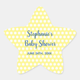 Pegatina En Forma De Estrella Polka blanco puntos Chica azul amarillo Baby Showe