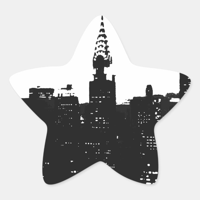 Pegatina En Forma De Estrella Pop Art New York Silhouette (Anverso)