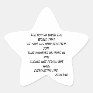 Pegatina En Forma De Estrella Por Dios tan amado el mundo Juan 3:16