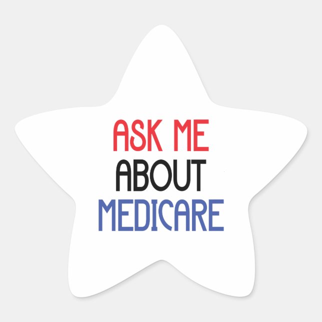 PEGATINA EN FORMA DE ESTRELLA PREGUNTARME SOBRE MEDICARE (Anverso)