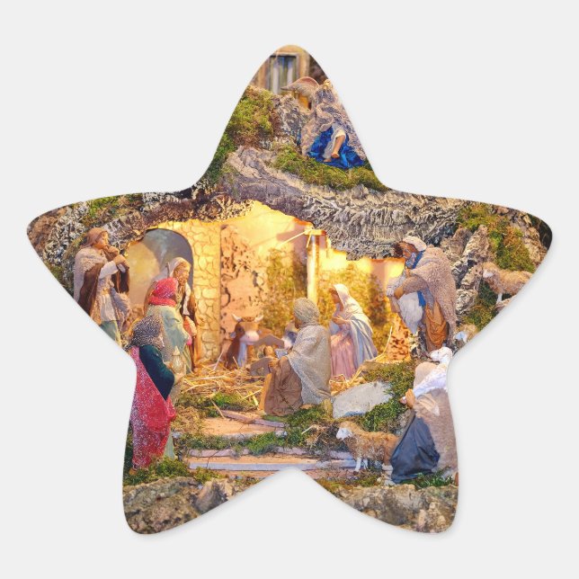 Pegatina En Forma De Estrella Presepe (Anverso)