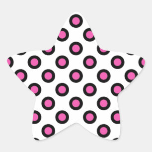 Pegatina En Forma De Estrella productos de puntos de polka rosa y negro