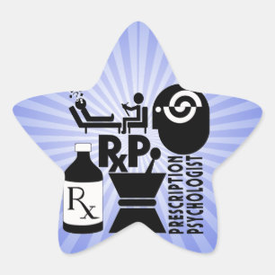 Pegatina En Forma De Estrella Psicólogo con receta de LOGO RxP