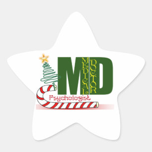 Pegatina En Forma De Estrella Psicólogo MERRY NAVIDAD