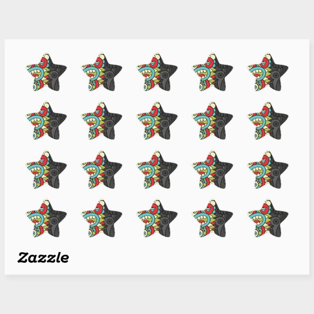 Pegatina En Forma De Estrella Psychedelic Patterns (Hoja)