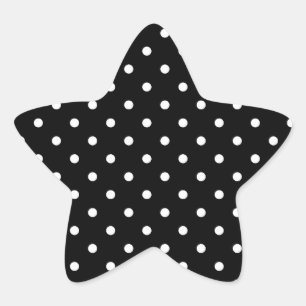 Pegatina En Forma De Estrella Puntos de Polka en blanco y negro