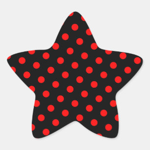 Pegatina En Forma De Estrella Puntos de polka negros y rojos