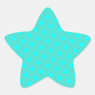 Pegatina En Forma De Estrella Puntos de Turquesa y Polka Aqua