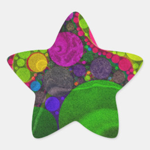 Pegatina En Forma De Estrella Puntos enormes abstractos fluorescentes