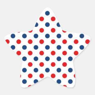 Pegatina En Forma De Estrella Puntos rojos blancos y azules