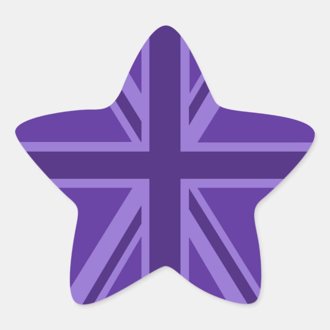 Pegatina En Forma De Estrella Purple Union Jack Design (Anverso)