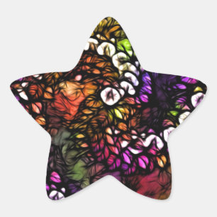 Pegatina En Forma De Estrella púrpura fractal Psicodélico espiral arcoiris tripp