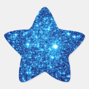 Pegatina En Forma De Estrella Purpurina Astral Azul