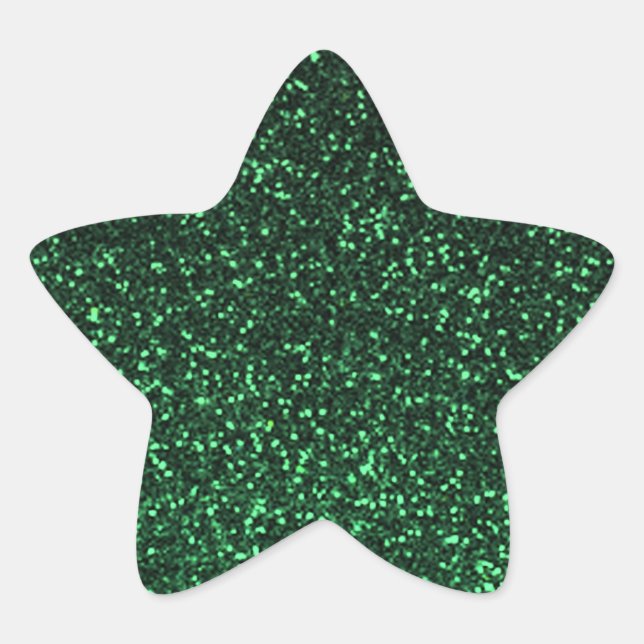 Pegatina En Forma De Estrella Purpurina brillante verde negro (Anverso)