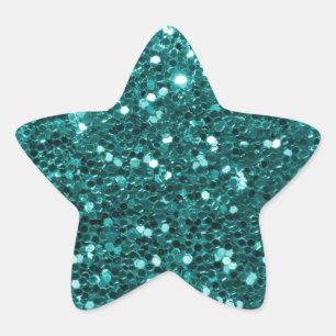 Pegatina En Forma De Estrella Purpurina de moda Verde azulada Faux