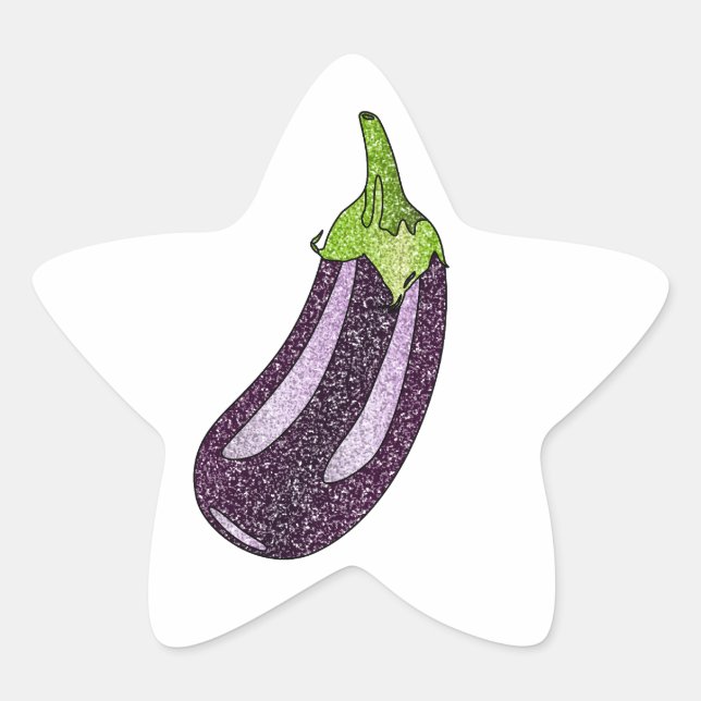 Pegatina En Forma De Estrella Purpurina Eggplant (Anverso)