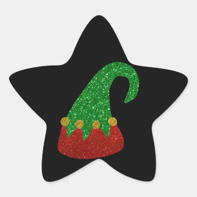 Pegatina En Forma De Estrella Purpurina Elf Gorra (Anverso)